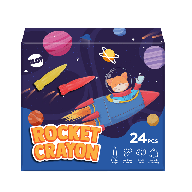 Space Buntstifte in Raketenform, 24 Farben